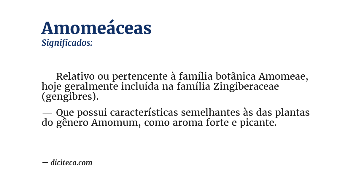 Significado de amomeáceas