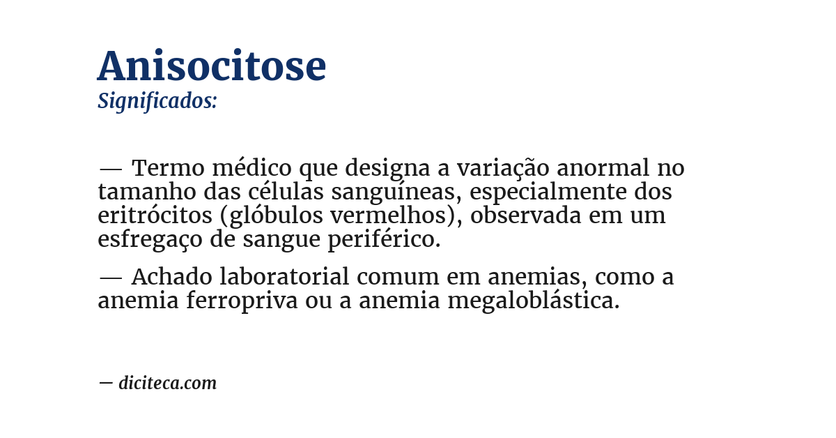 Significado de anisocitose