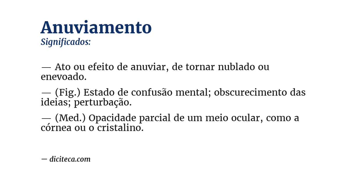 Significado de anuviamento