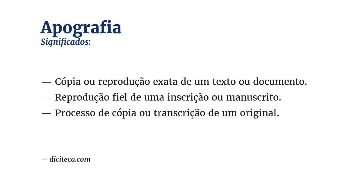 Significado de apografia