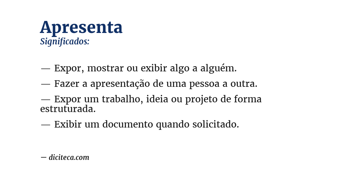 Significado de apresenta