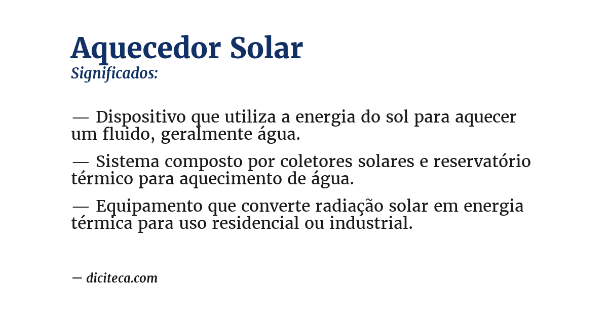 Significado de aquecedor solar