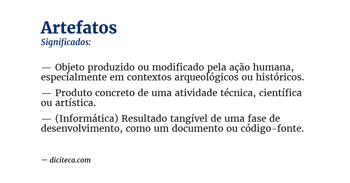 Significado de artefatos
