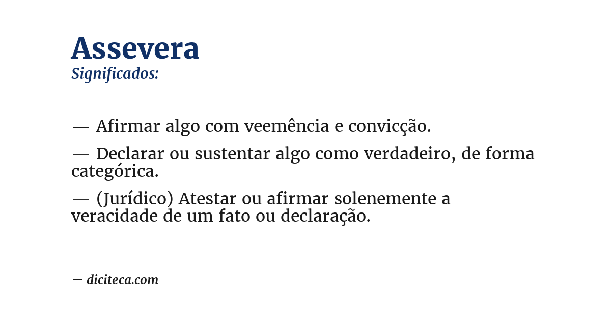 Significado de assevera