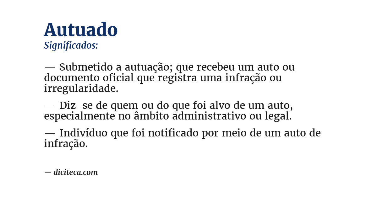 Significado de autuado