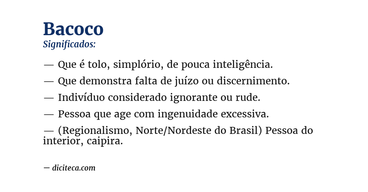 Significado de bacoco