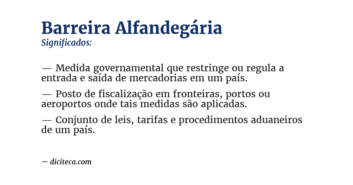 Significado de barreira alfandegária