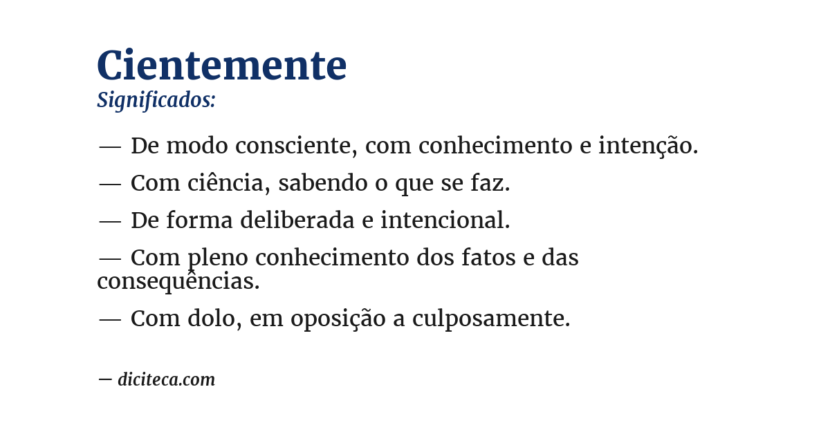 Significado de cientemente