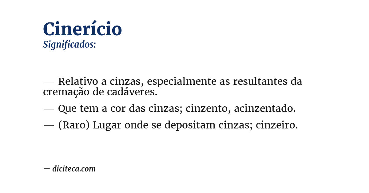 Significado de cinerício