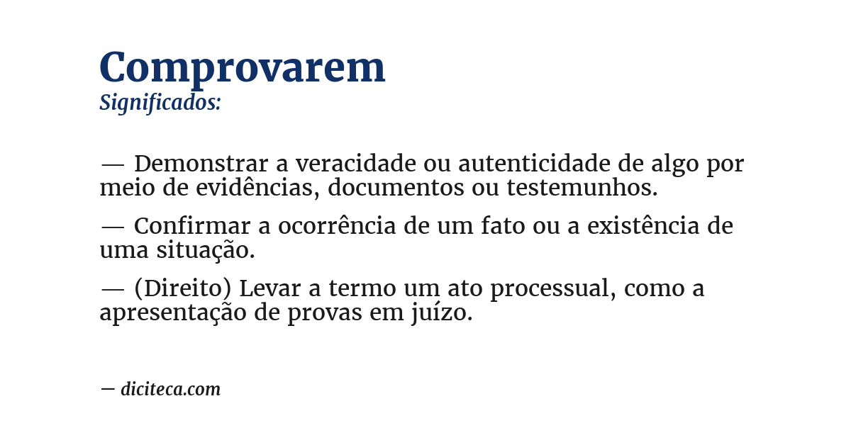 Significado de comprovarem
