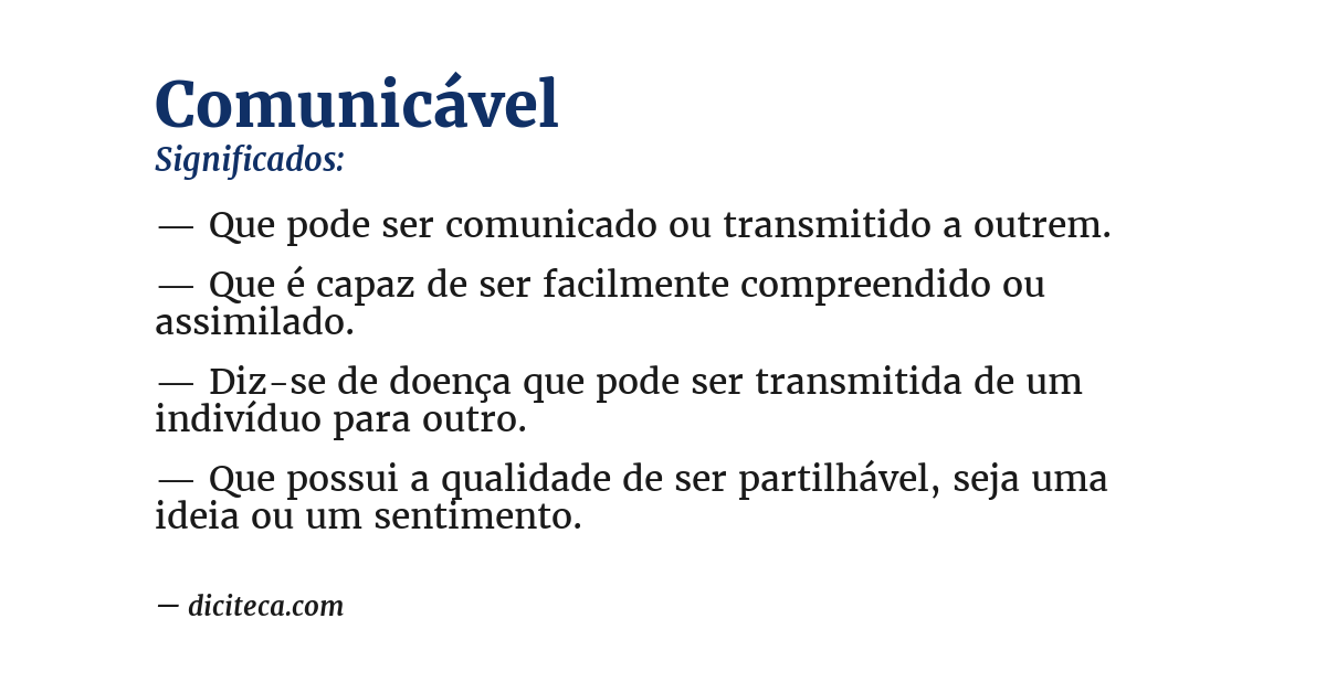 Significado de comunicável