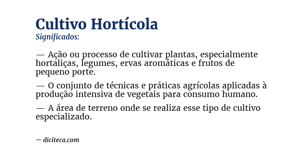Significado de cultivo hortícola