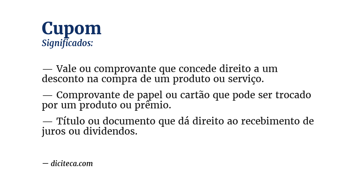 Significado de cupom