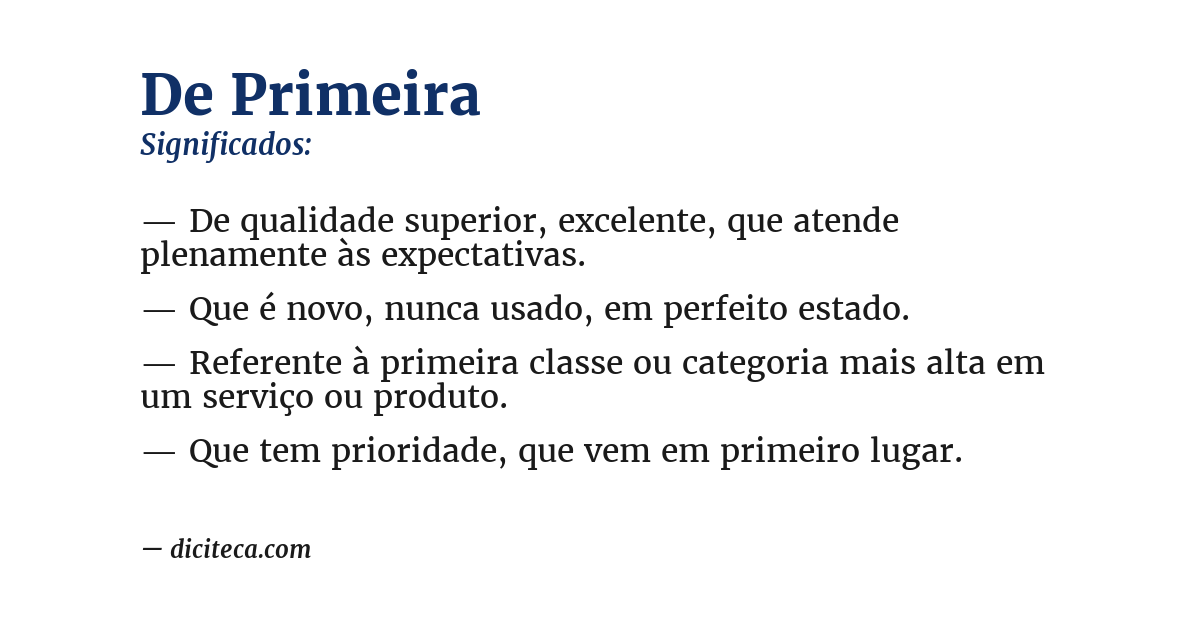 Significado de de primeira