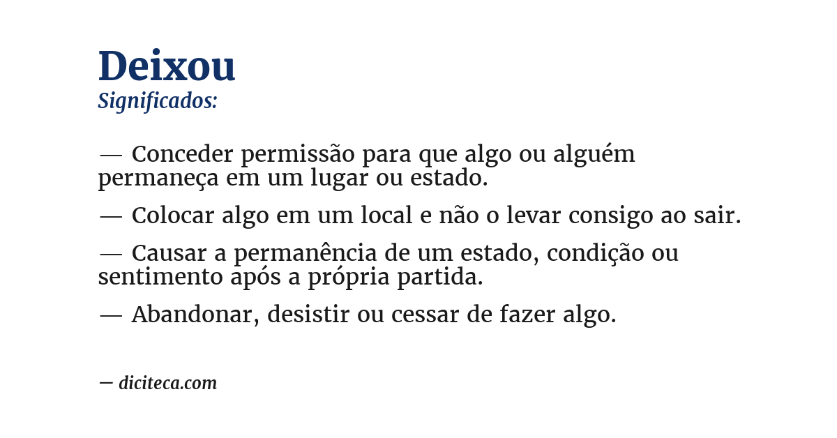 Significado de deixou