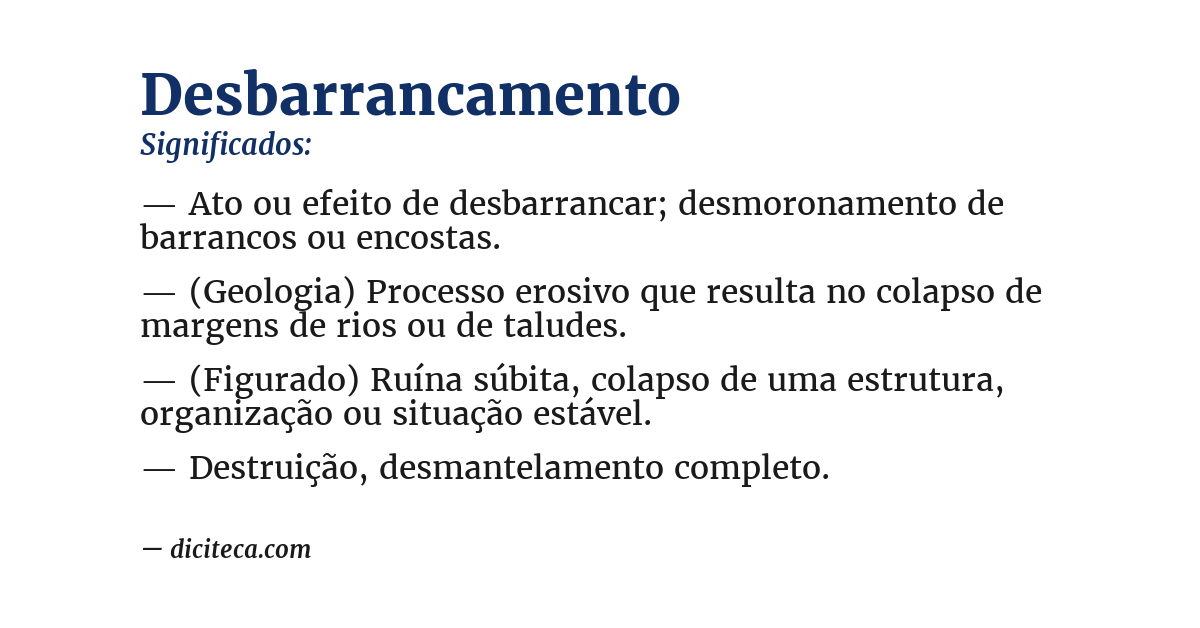 Significado de desbarrancamento