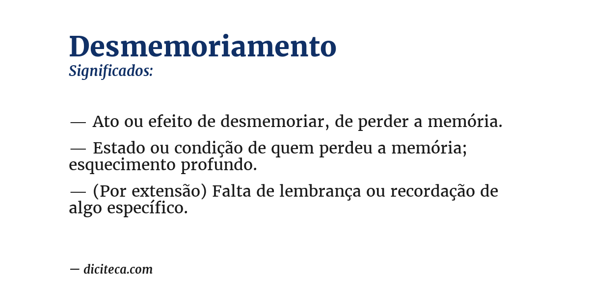 Significado de desmemoriamento