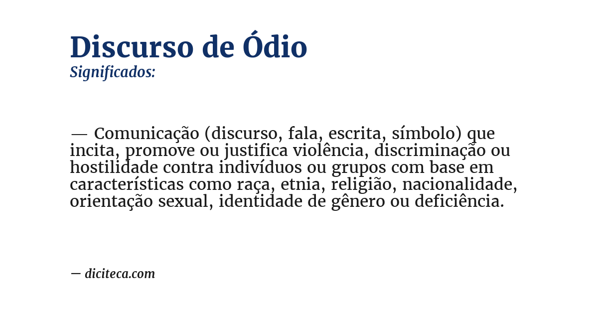 Significado de discurso de ódio