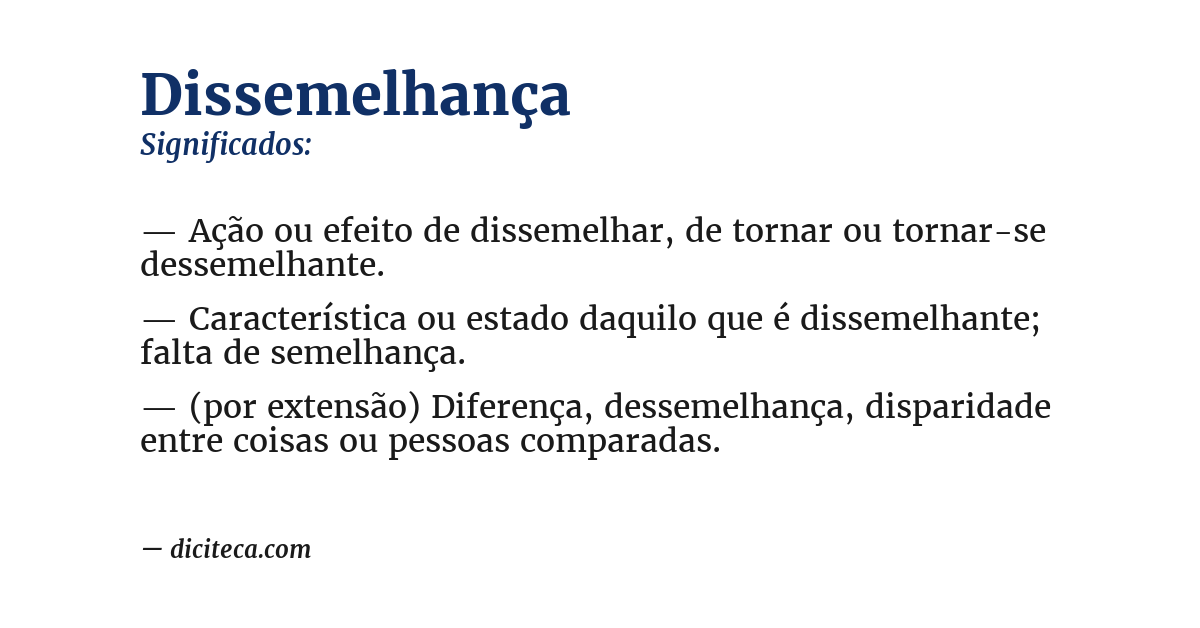 Significado de dissemelhança