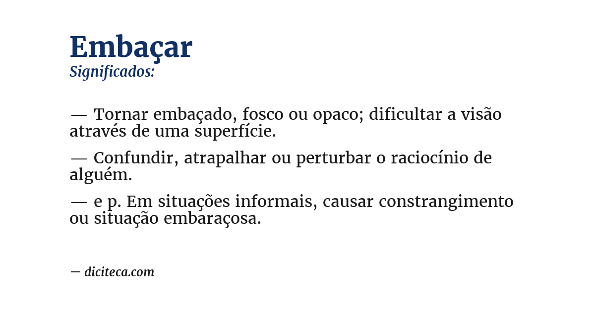 Significado de embaçar