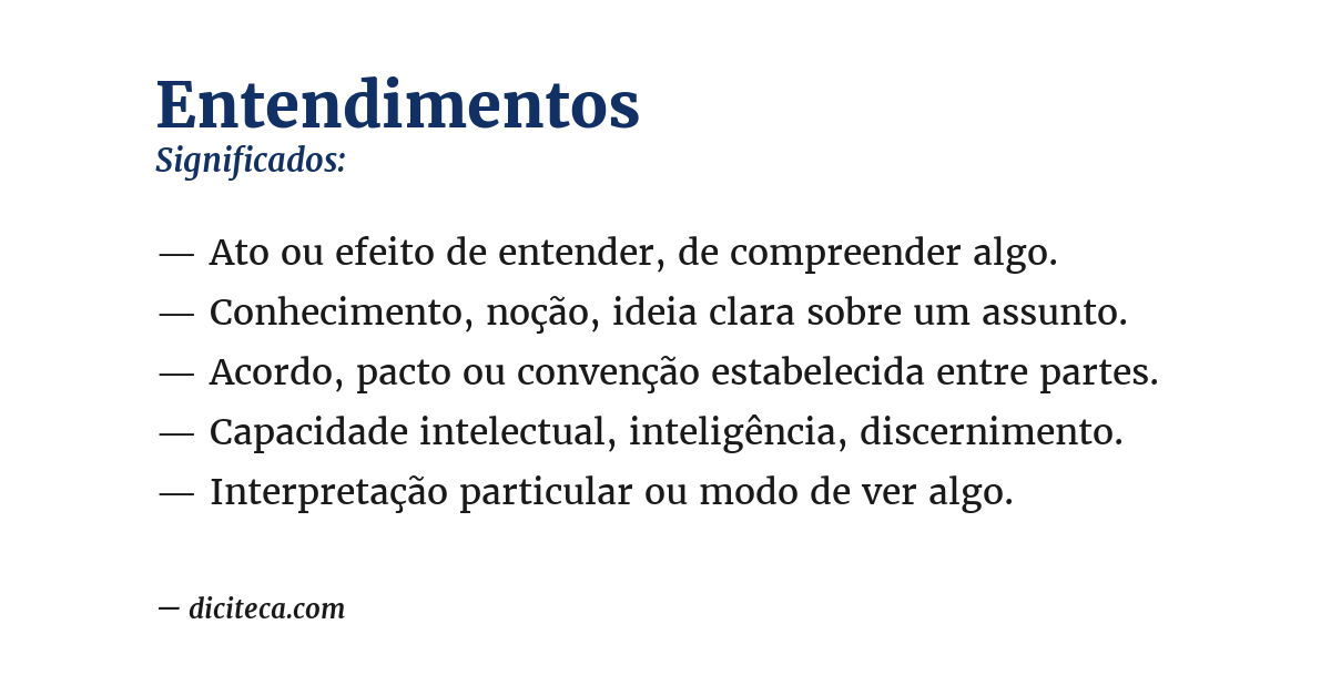 Significado de entendimentos