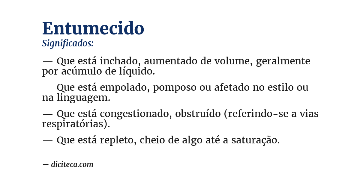 Significado de entumecido