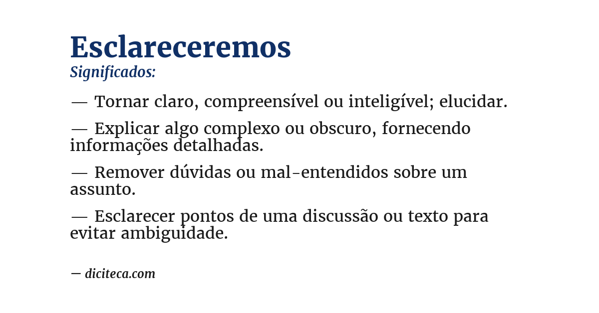 Significado de esclareceremos