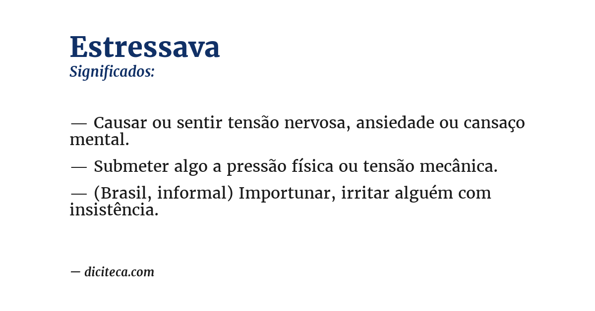 Significado de estressava