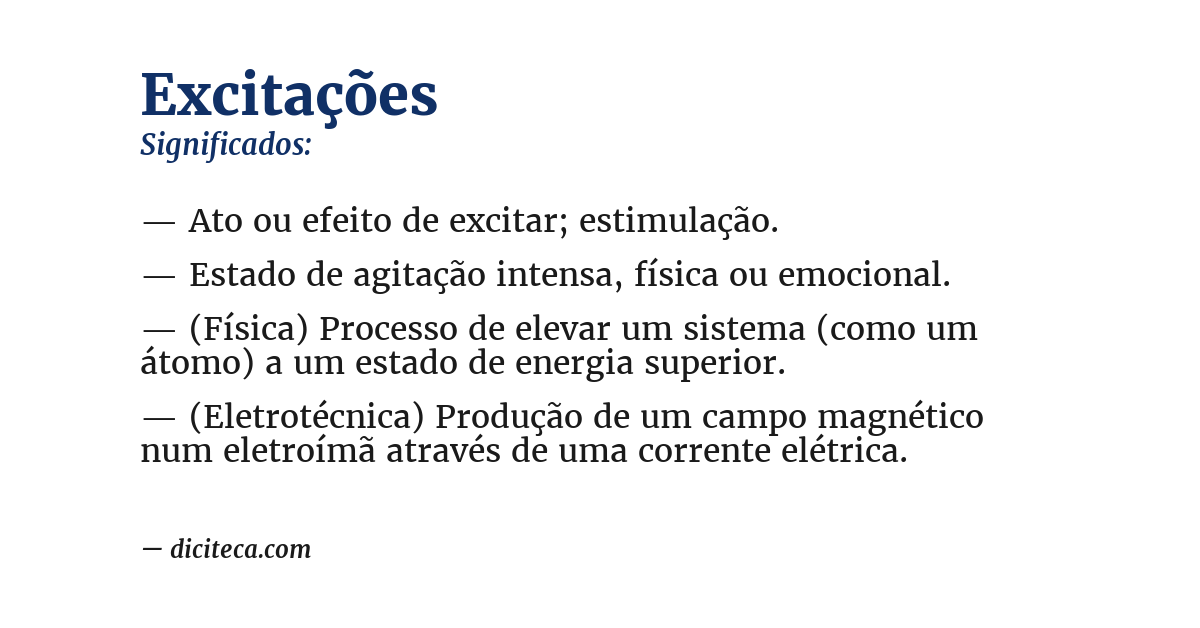 Significado de excitações