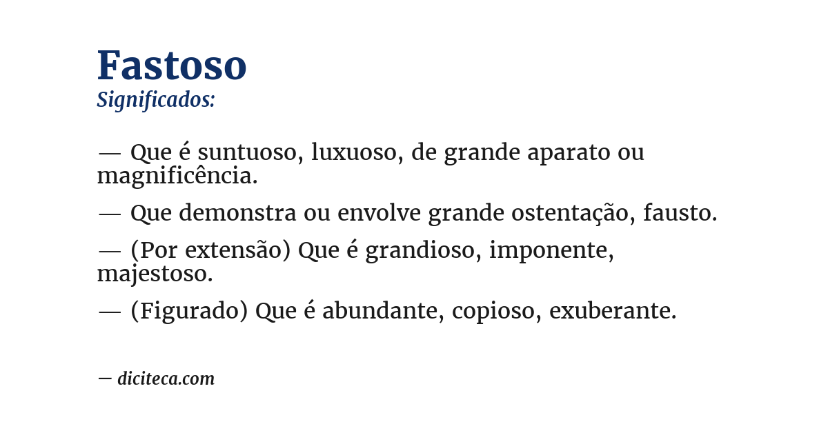 Significado de fastoso