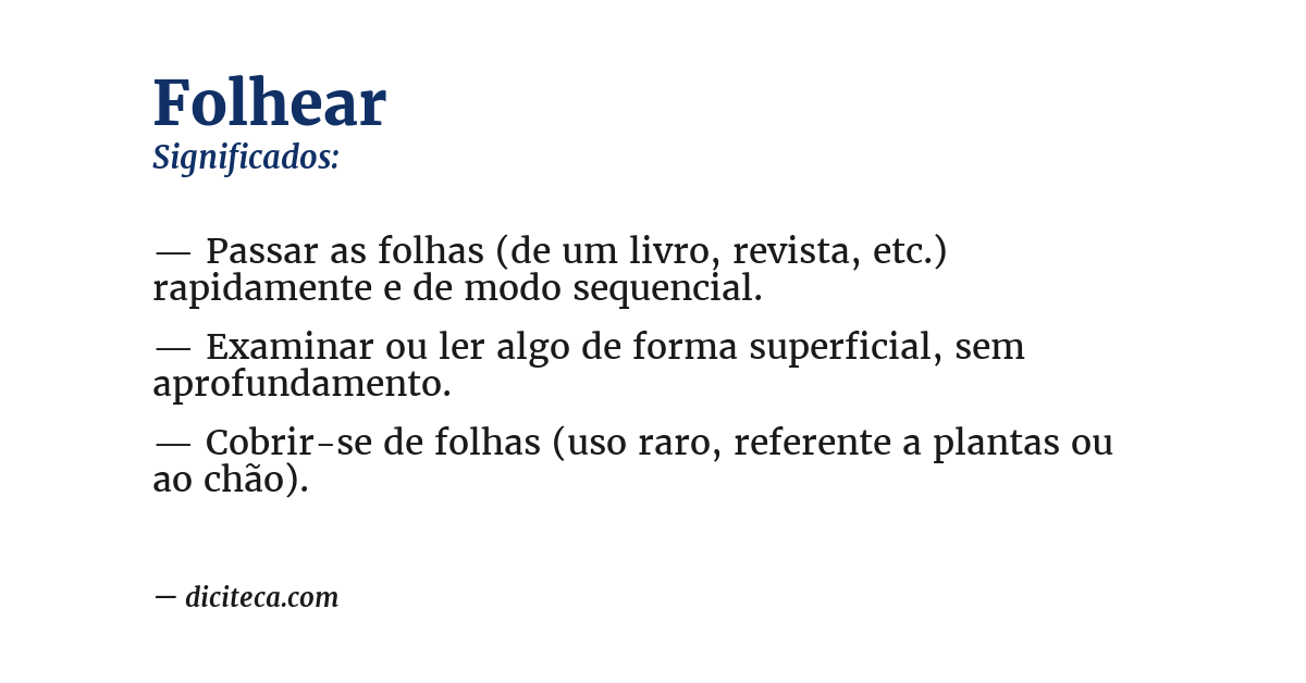 Significado de folhear