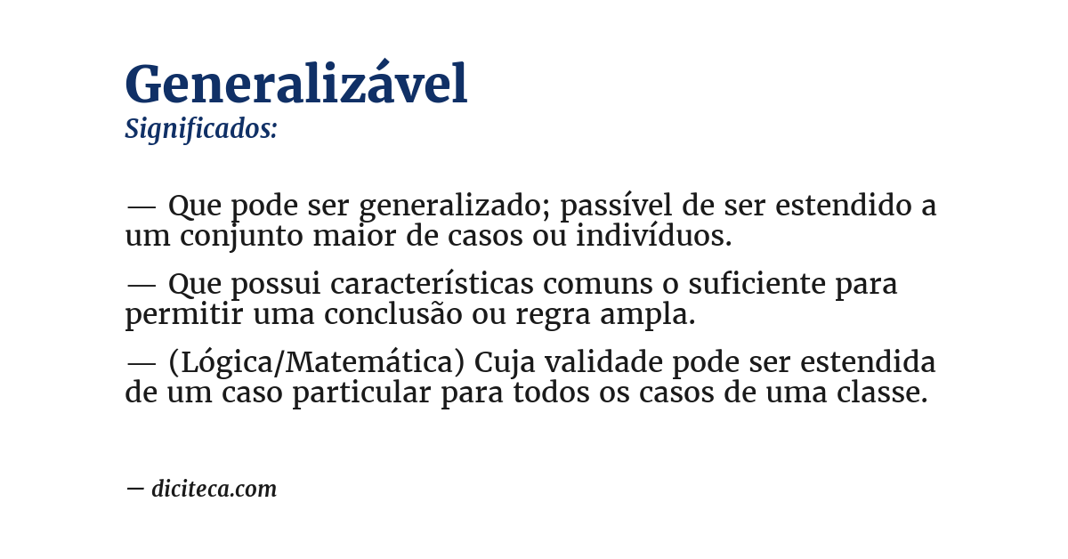 Significado de generalizável