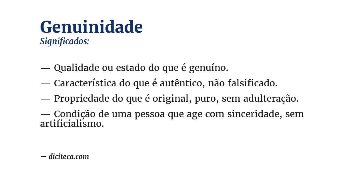 Significado de genuinidade