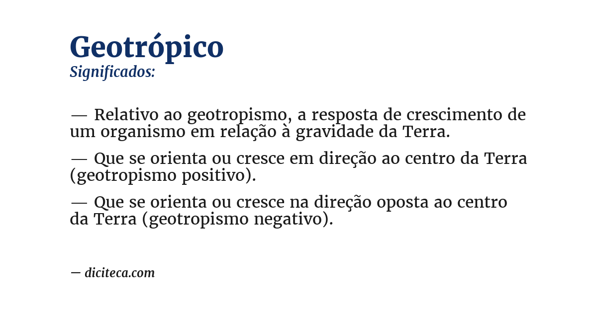 Significado de geotrópico