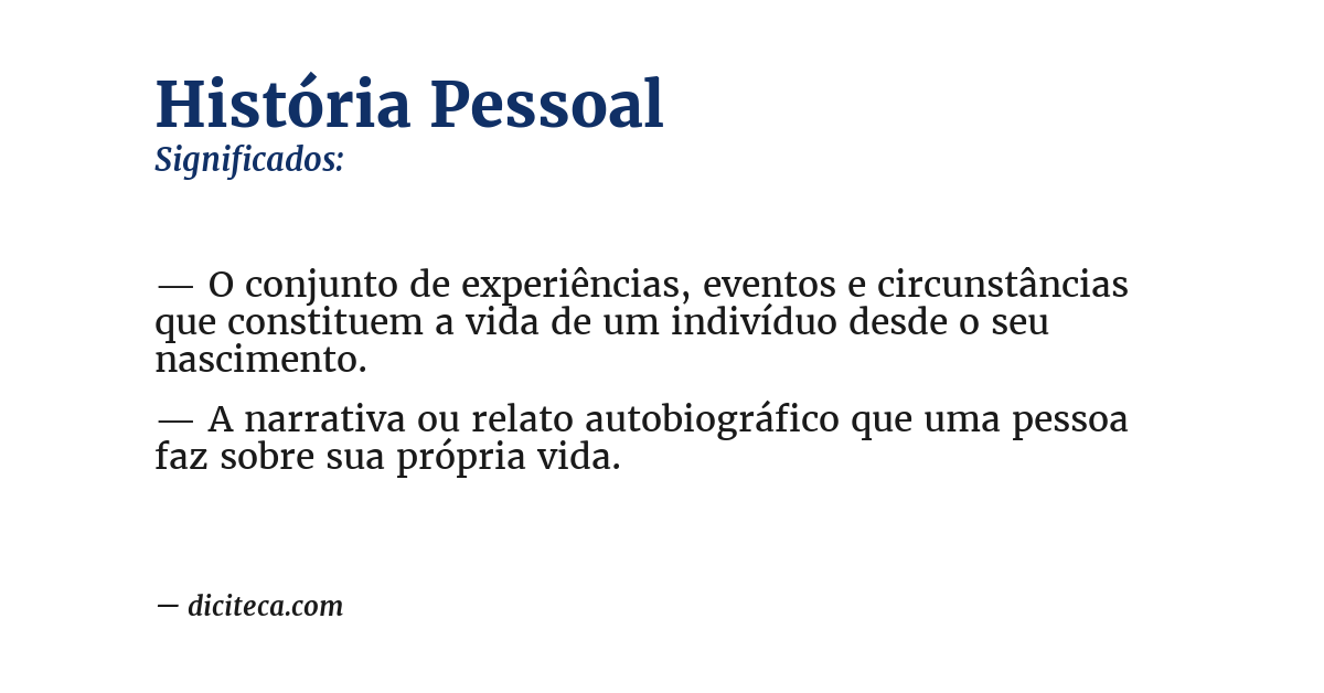 Significado de história pessoal
