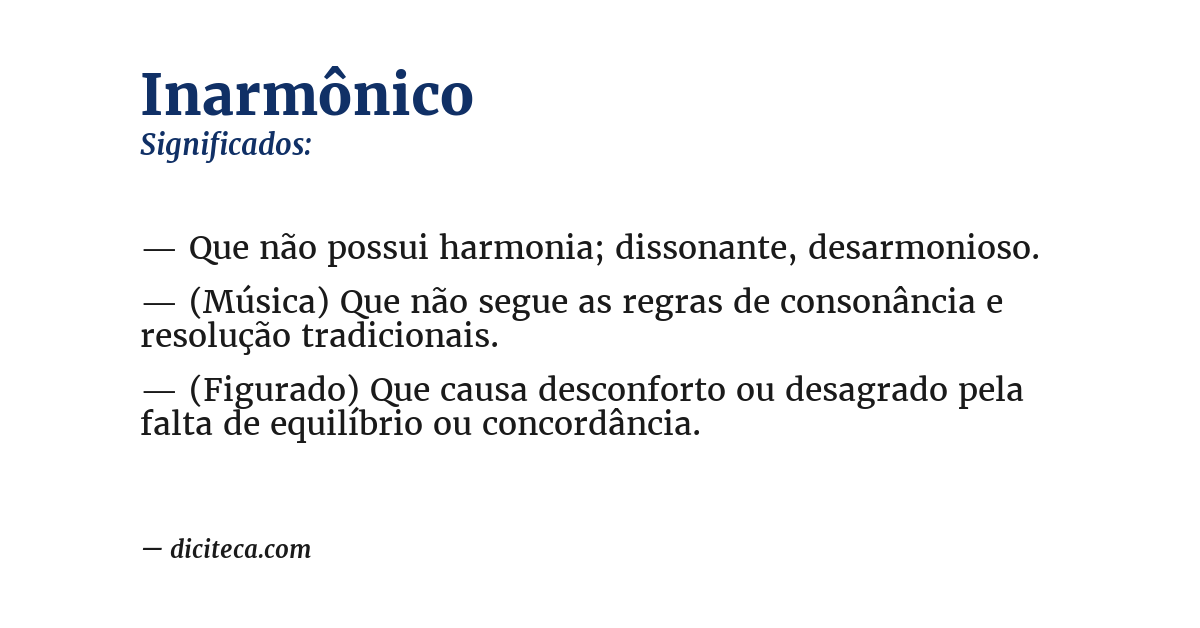 Significado de inarmônico