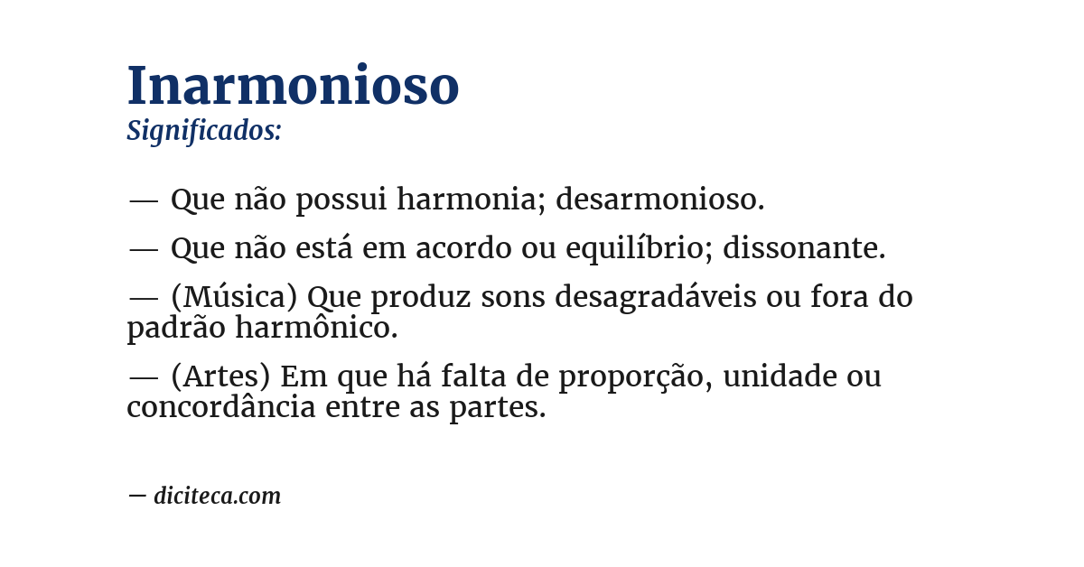 Significado de inarmonioso