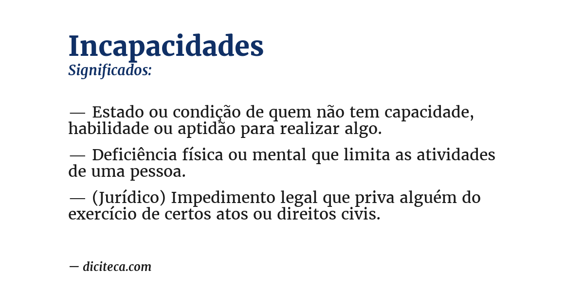 Significado de incapacidades