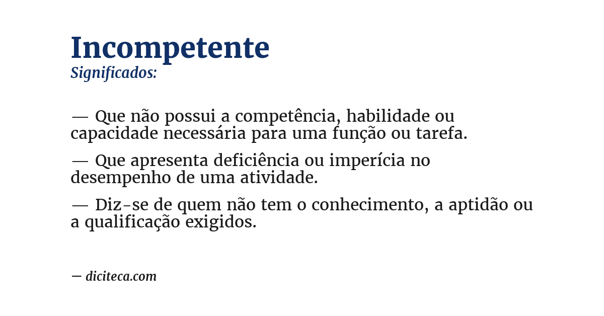 Significado de incompetente