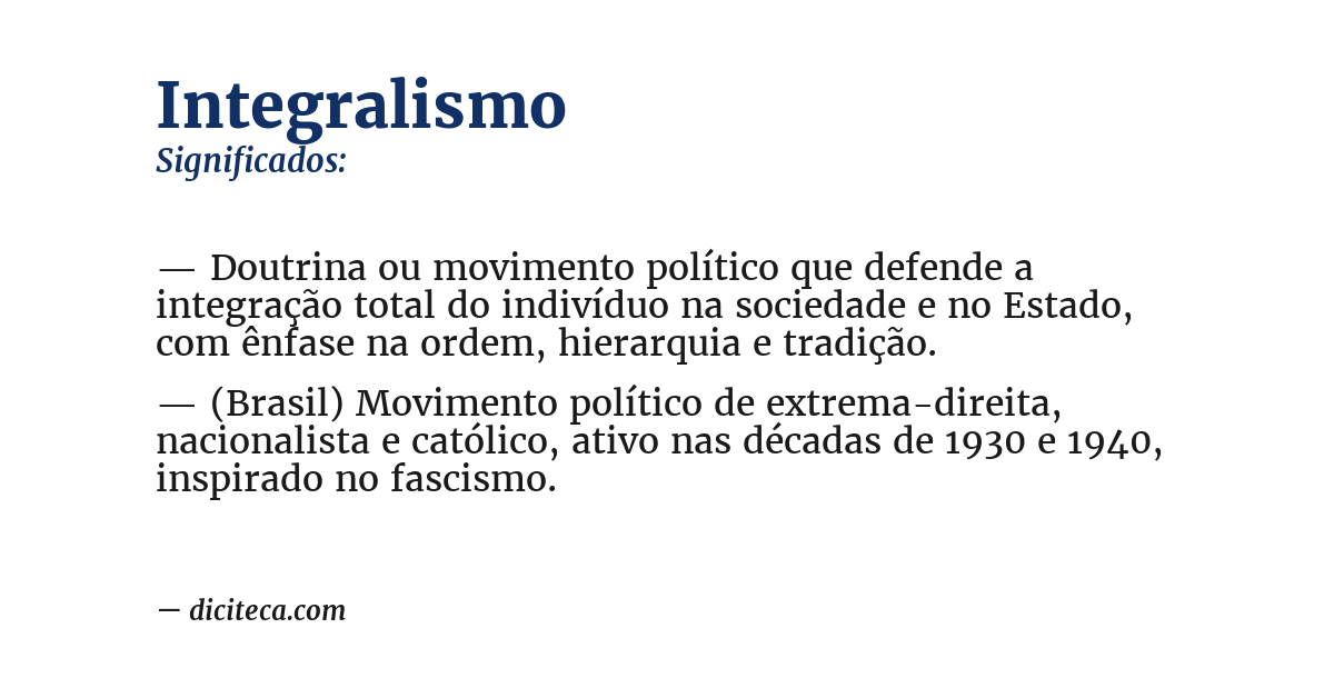 Significado de integralismo