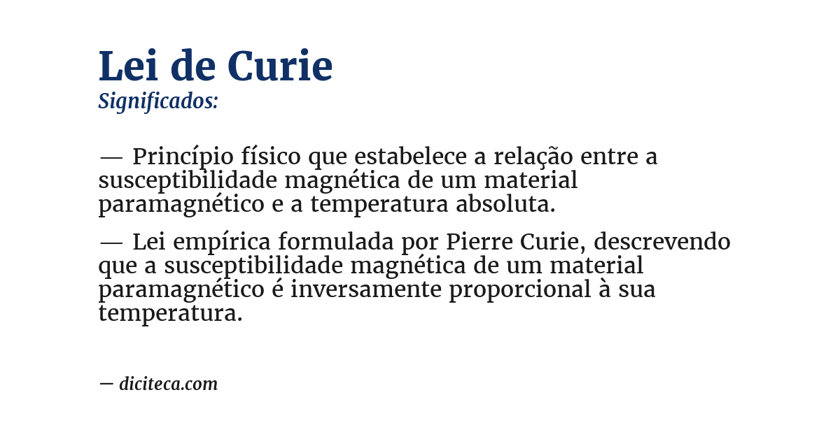 Significado de lei de curie