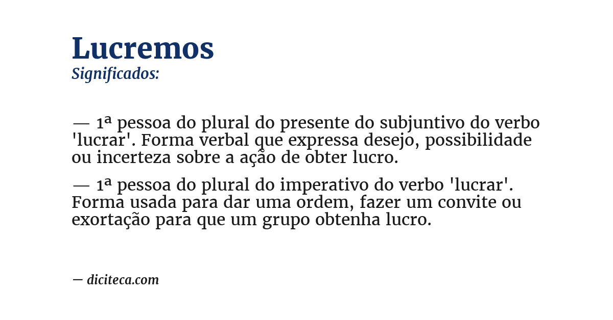 Significado de lucremos