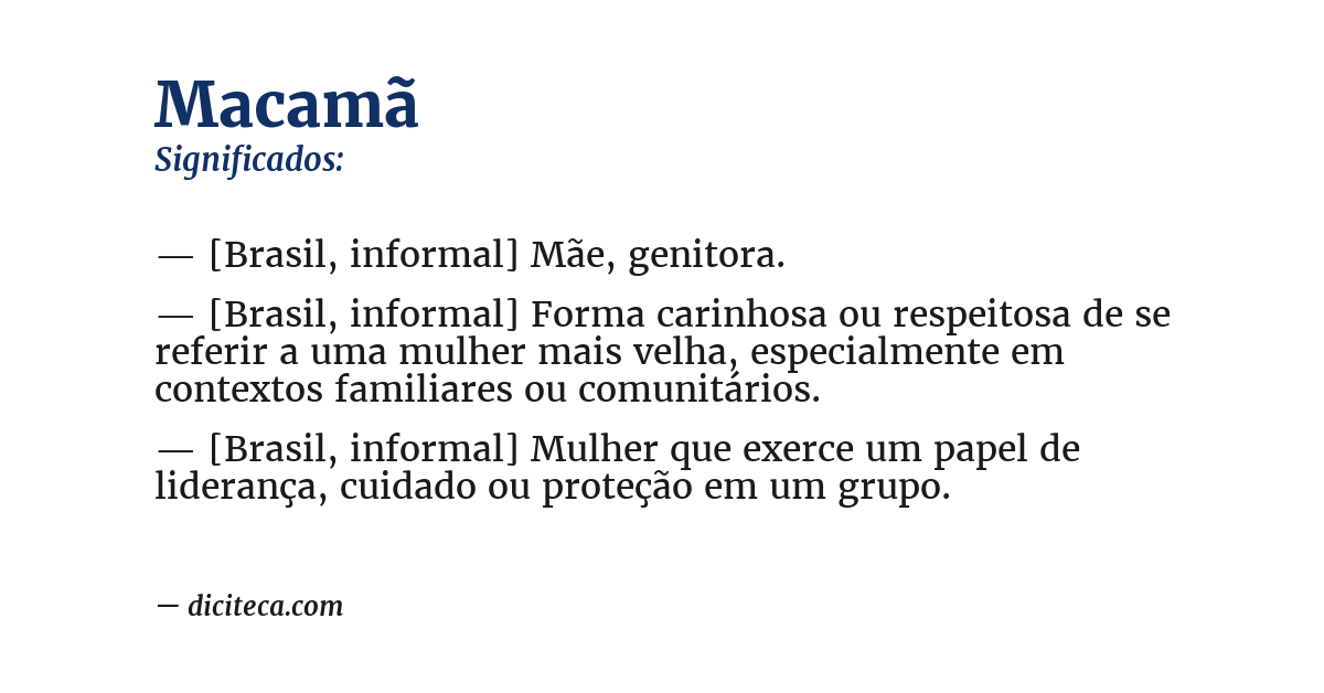 Significado de macamã