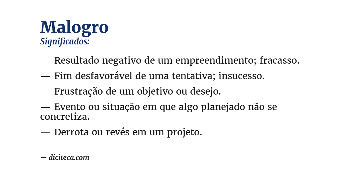 Significado de malogro
