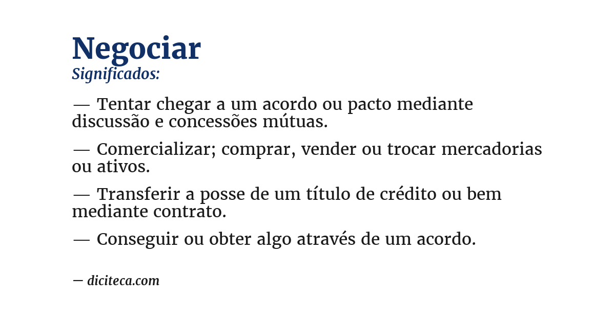 Significado de negociar