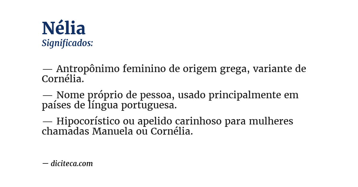 Significado de nélia