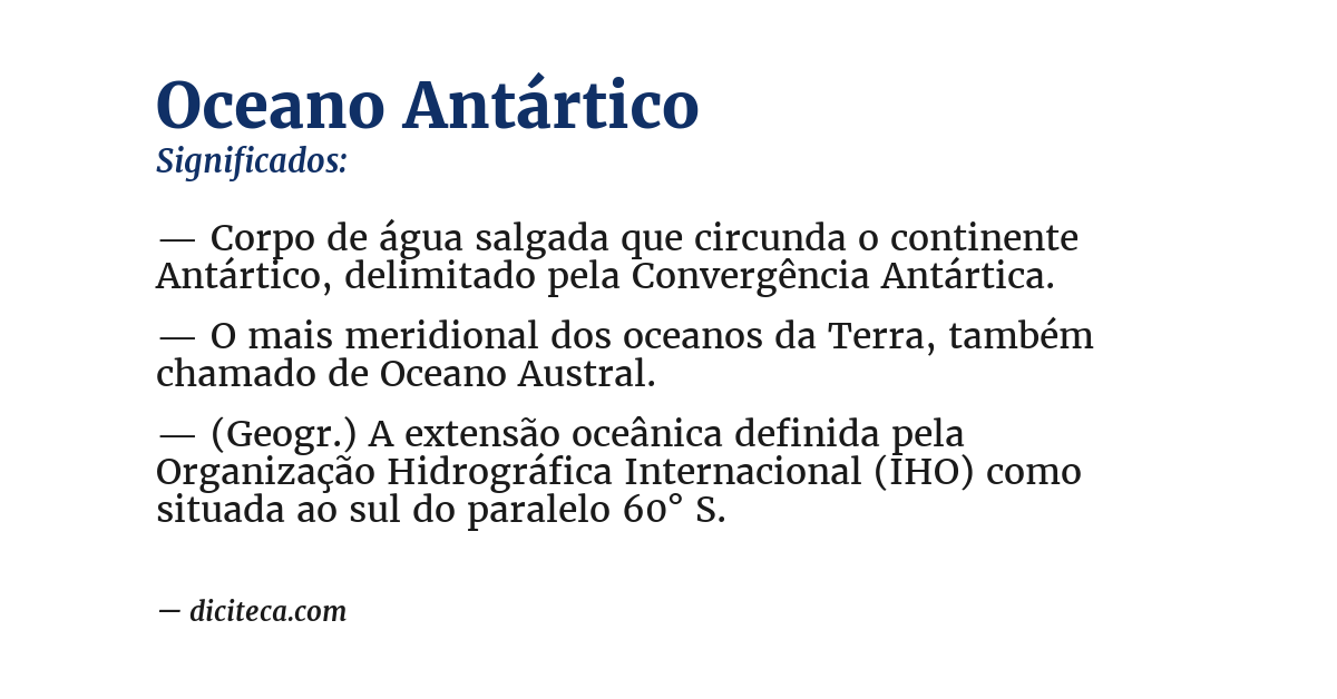 Significado de oceano antártico