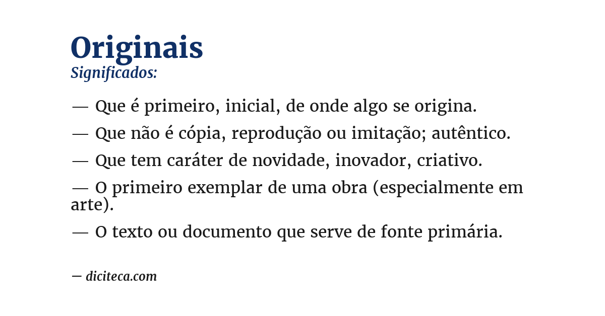 Significado de originais