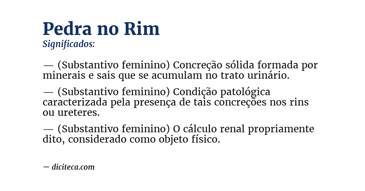 Significado de pedra no rim