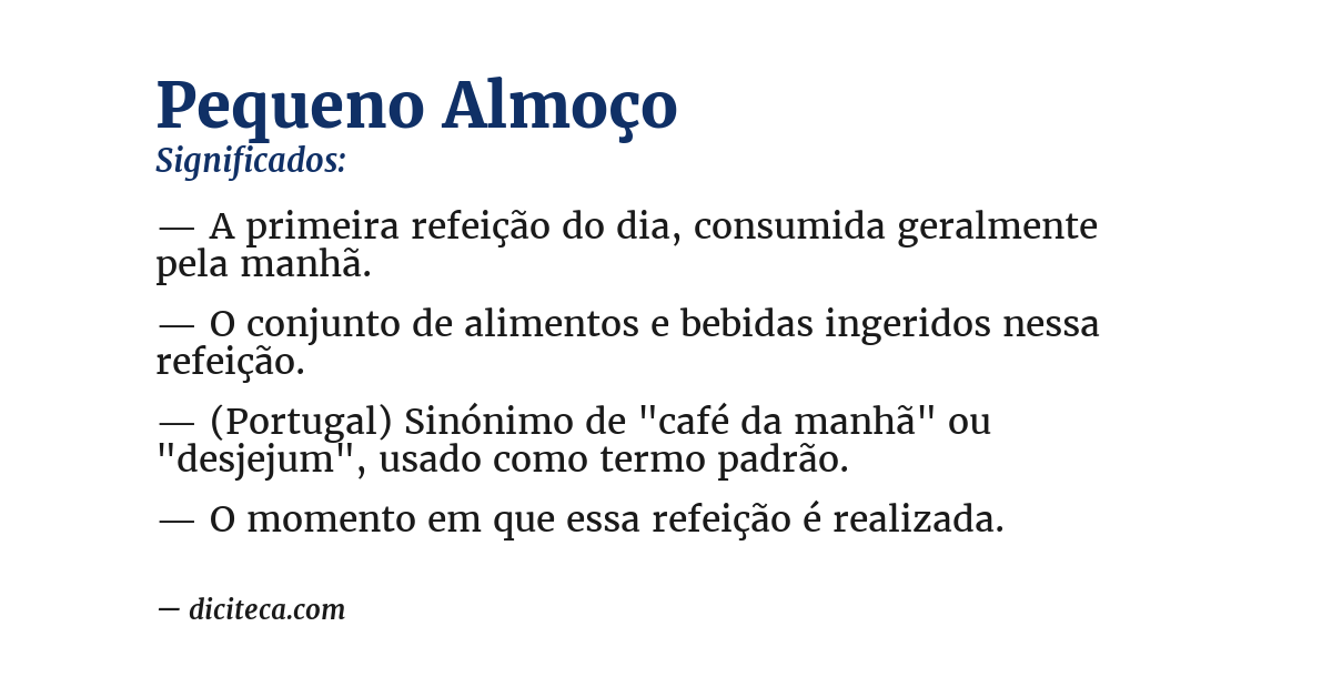 Significado de pequeno almoço